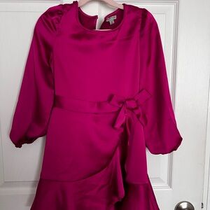 Habitual Girls' Hot Pink Satin Party Dress with Bow